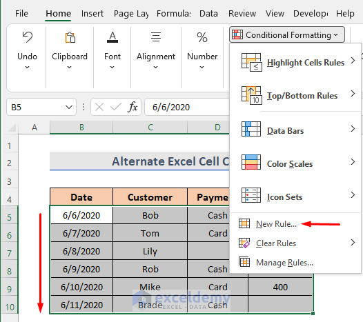 Alternate Excel Cell Color