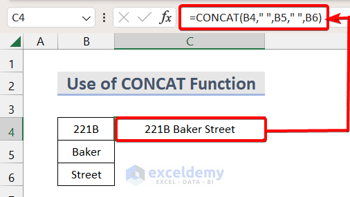 Use of CONCAT Function to Combine Rows into One Cell