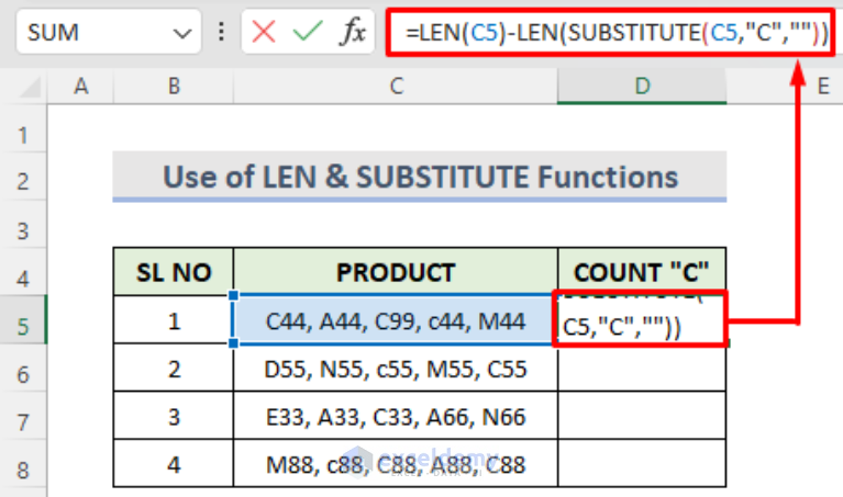 How To Count Specific Characters In A Cell In Excel 4 Quick Ways 