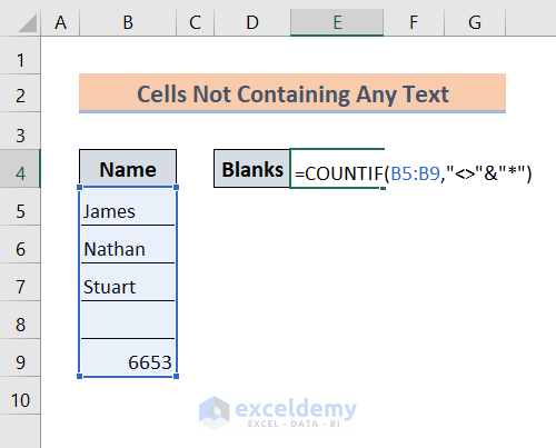 COUNTIF function for non-text cells