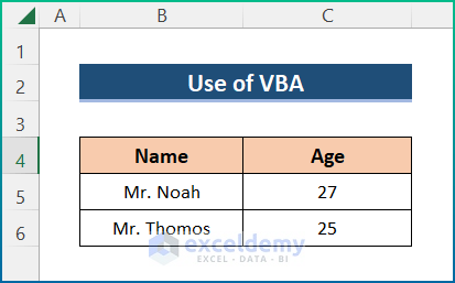 Use of VBA