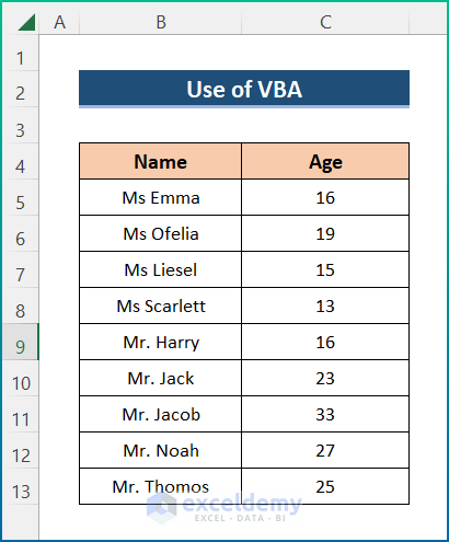 Use of VBA