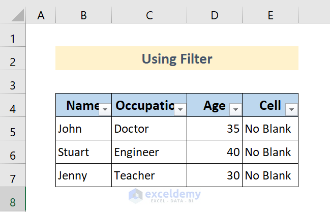 Row After Delete Blank Cell in Excel