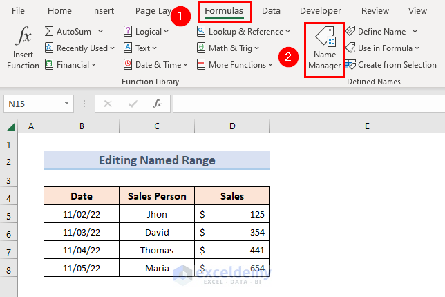 Utilize Formulas Tab to Open Name Manager