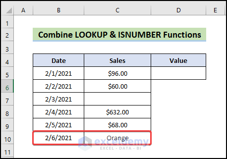 combine LOOKUP and ISNUMBER to Find Last Cell with Value in Column in Excel