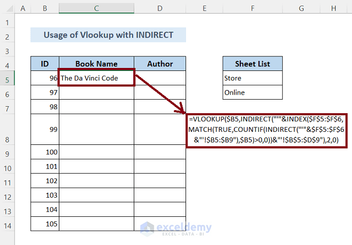 Excel Vlookup Multiple Sheets with INDIRECT