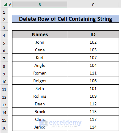Delete Row If Cell Contains String Value by Using a Macro in Excel