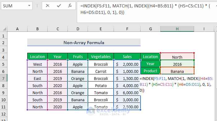 non-array formula