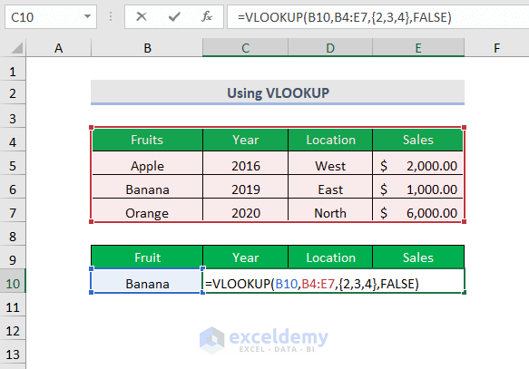 using VLOOKUP function