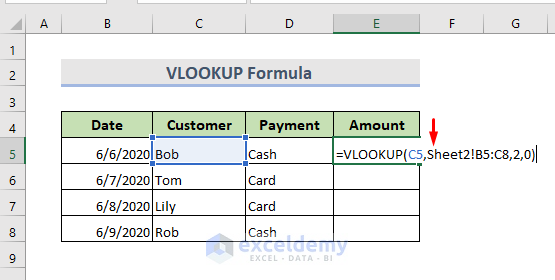 Use of VLOOKUP Formula in Excel to Get Data From Another Sheet