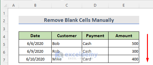 Results after removing blank cells