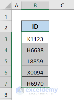 select the range of cells