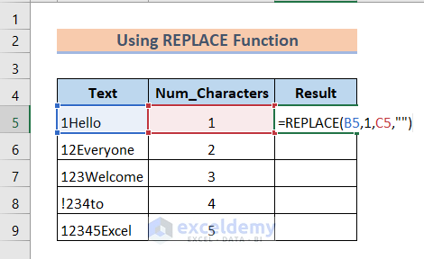 replace formula to remove character from left