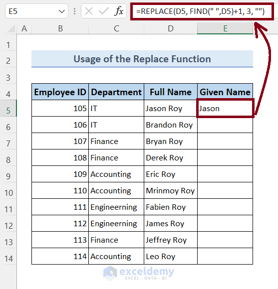 Delete the Last 3 Characters Using the REPLACE Function in Excel
