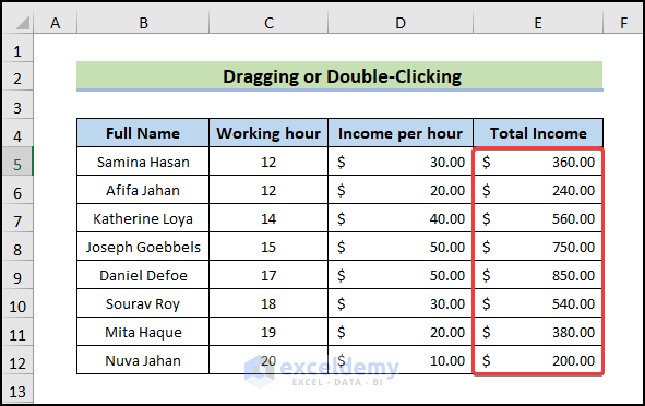 dragging to Repeat Formula Pattern in Excel