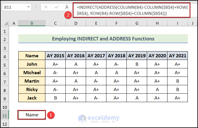 Employing INDIRECT and ADDRESS Functions