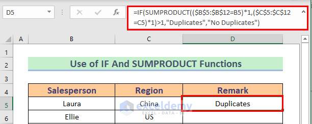 IF and SUMPRODUCT Functions