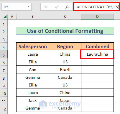 CONCATENATE function find duplicate rows in excel