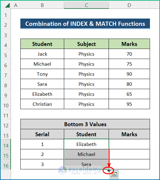 Combine INDEX and MATCH Functions