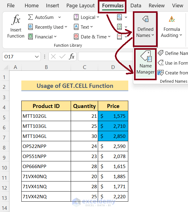 Use of Excel GET.CELL Function to Sum up Colored Cells