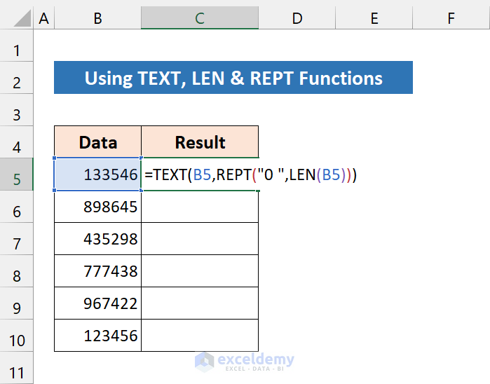 using the TEXT, LEN and REPT functions together to add space