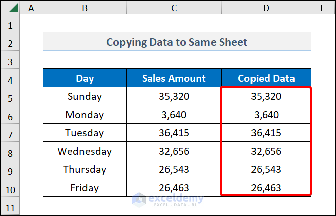 Fill handle tool to copy data from one cell to another in excel automatically 