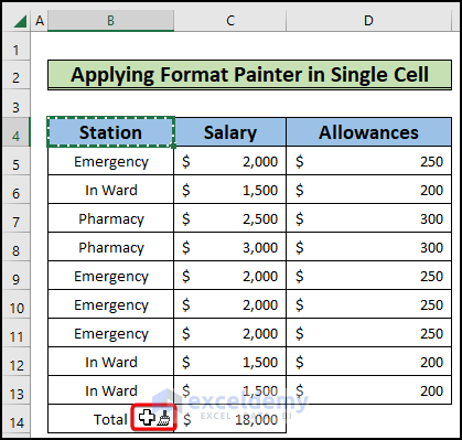applying format painter to show how to copy formatting in excel to another sheet