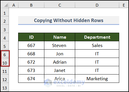Copying Without Hidden Rows
