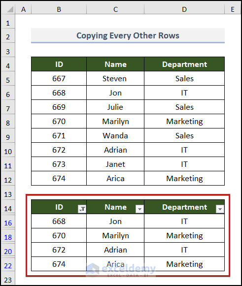 Copying Every Other Rows in Excel