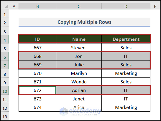 How to Copy Multiple Rows in Excel