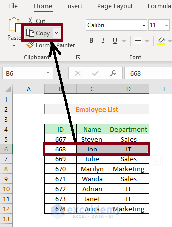 how to copy rows in excel ( using home ribbon)