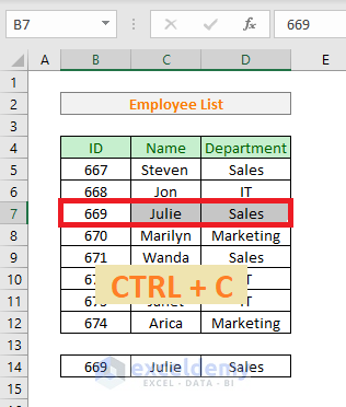 copy cells in excel using keyboard shortcut