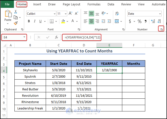Reformat the cell from date to Number format