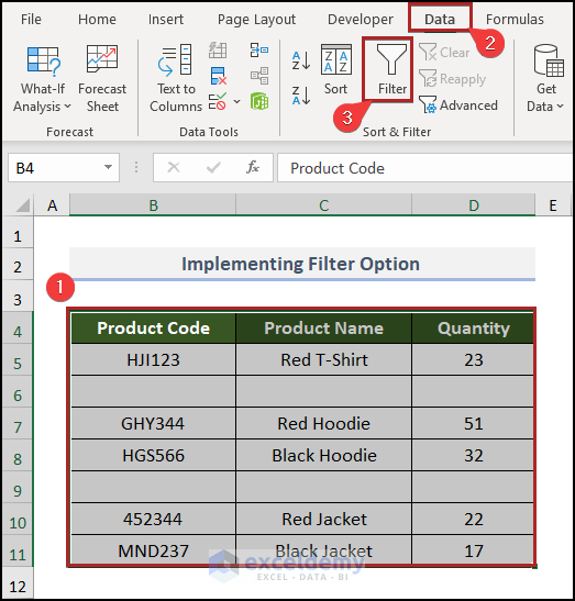 Implementing Filter Option to delete rows in Excel
