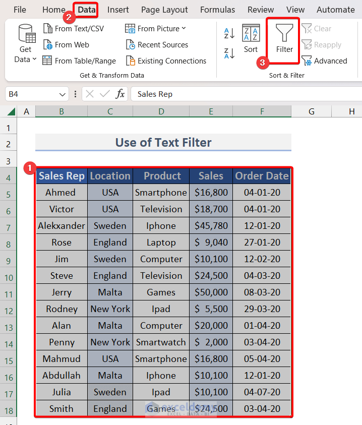 Using Filter to Delete Selected Rows