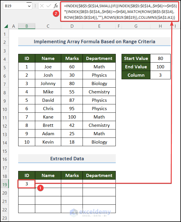 Formula to Extract data based on criteria from Excel