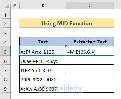 MID formula to extract text from a cell