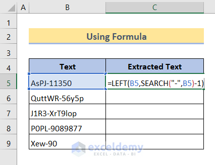 formula to extract text