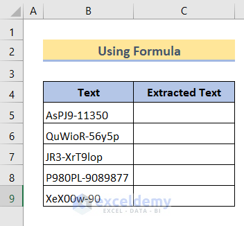 dataset for extracting using formula