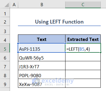 formula for extracting text