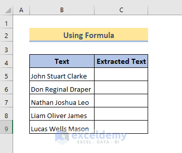 dataset on how to extract text from a cell in excel