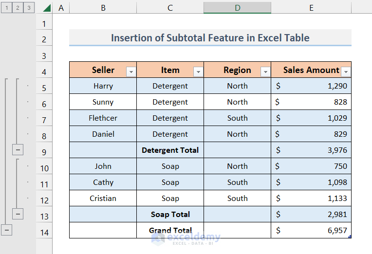 Reconverting normal range to Excel Table with subtotals