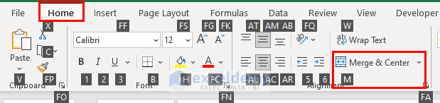 Shortcut to Merge and Center Cells in Excel