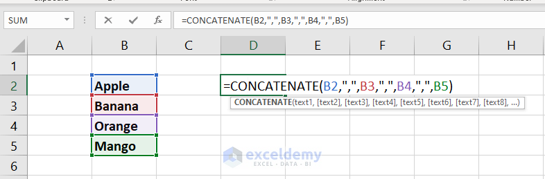 CONCATENATE function to merge data