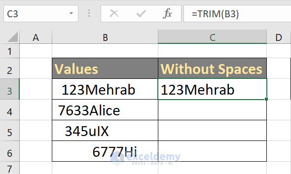 values without space before numbers