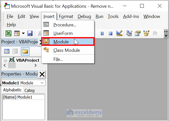 insert module for VBA codes