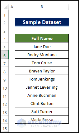 sample dataset of names for spearation