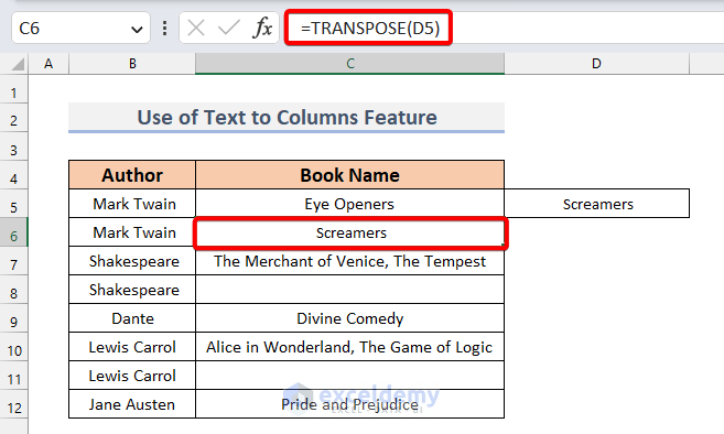 Using Transpose Function to copy data from another cell