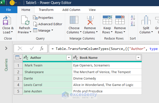 The Power Query Window