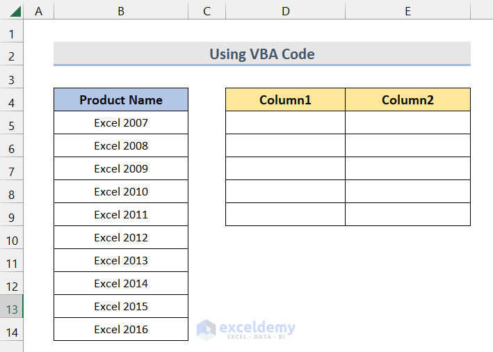 Dataset for Splitting One Column into Multiple Columns with VBA
